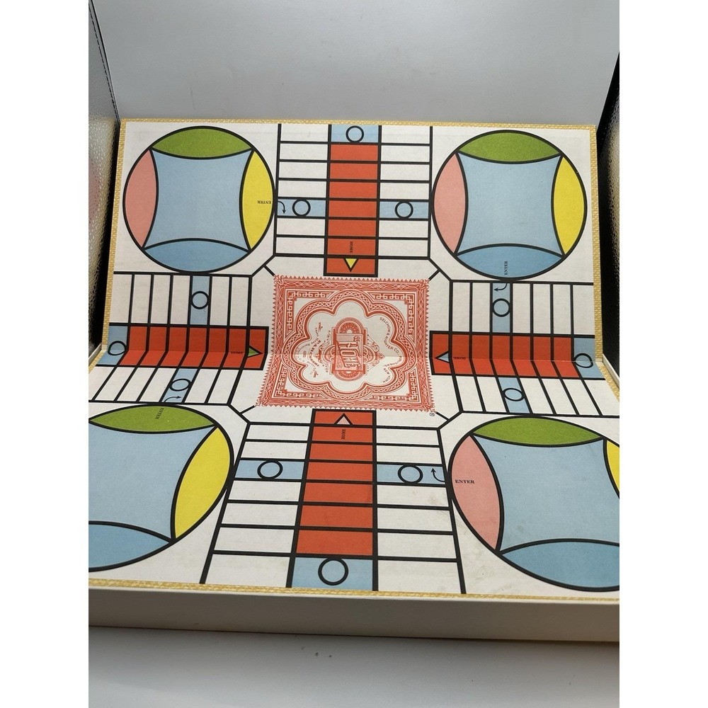 Vintage Parcheesi Deluxe Royal Game of India Selchow‎ & Righter Complete - Picture 2 of 7